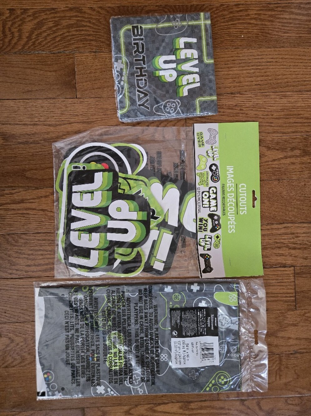Amscan Level Up Gaming Party Decor Sign in Black and Lime Green